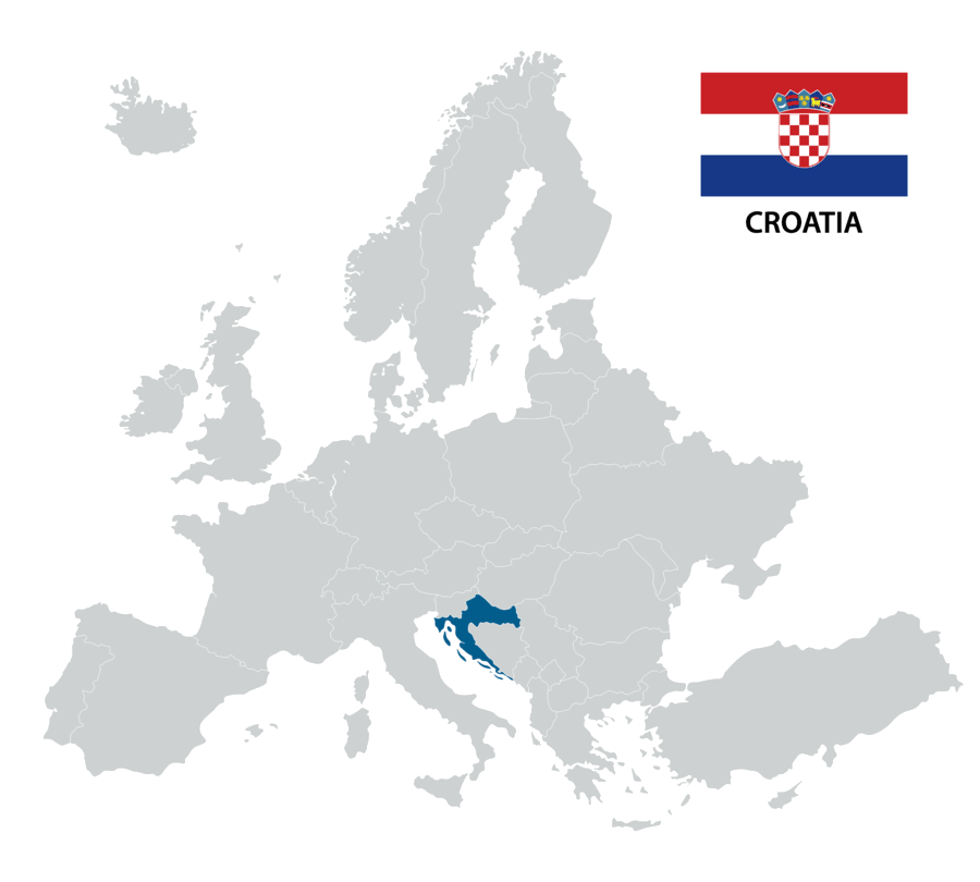 Location of Croatia in Europe